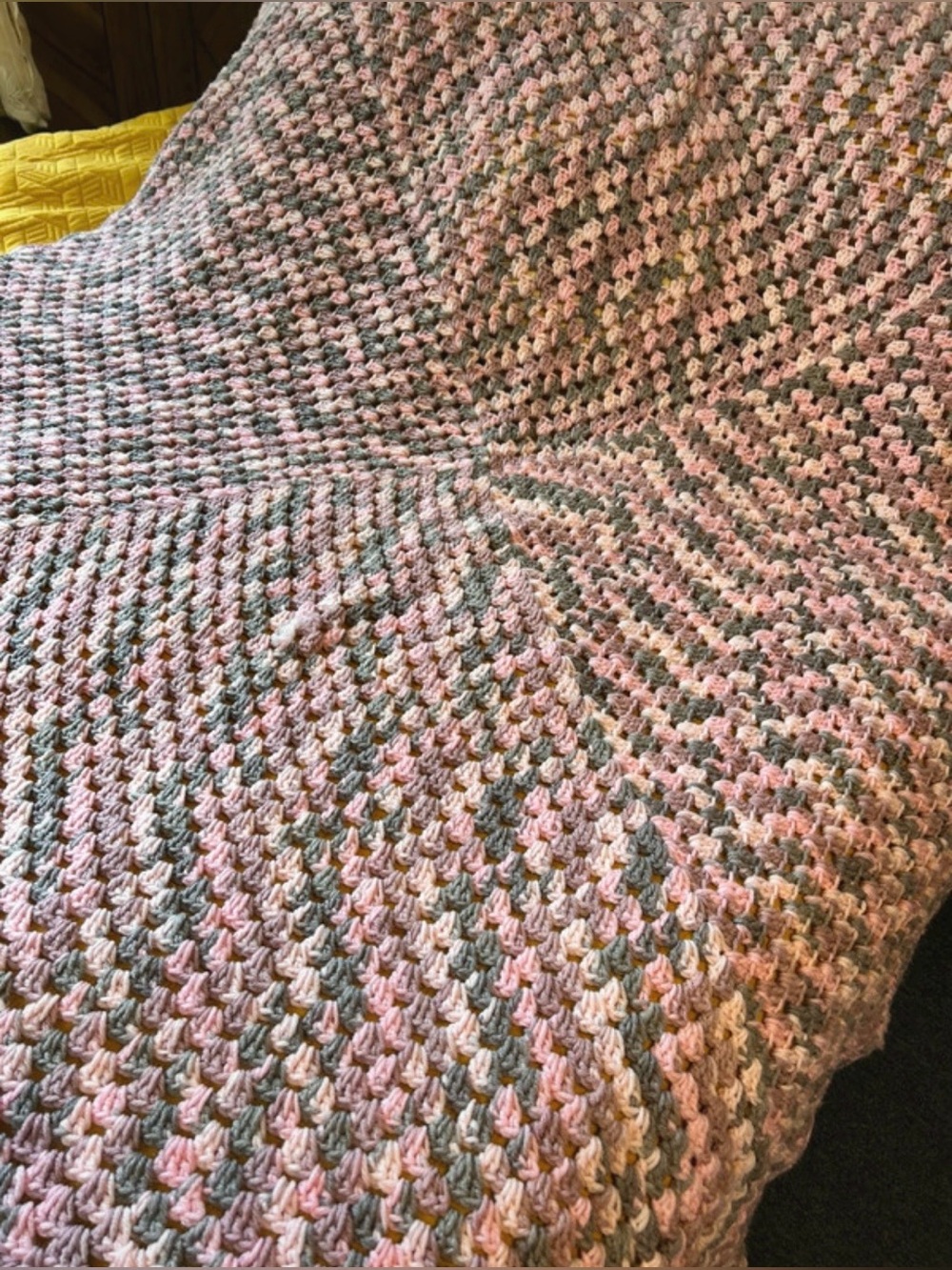 Handmade Crochet Throw Blanket, Large 60x60 Continuous Granny Square Afghan, Dus